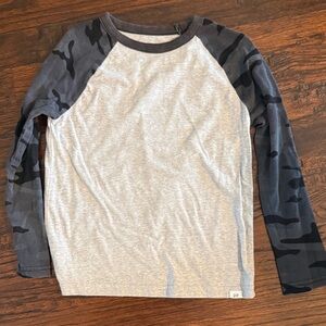 GAP Kids Long Sleeve Shirt - Gray and Dark Blue Camo